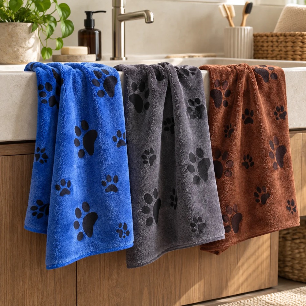 Waggira Paw Towel available in Blue, Grey, Brown and Red